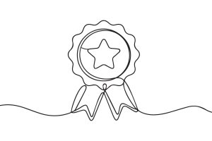 Star medal award ribbon continuous line art achievement